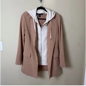 Rachel Zoe Tan Blazer with Gray Hoodie